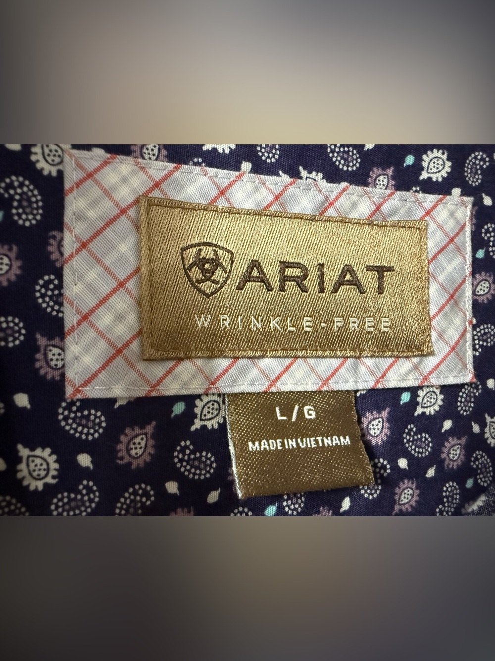 Ariat Purple Short Sleeve Button-Up with White Paisley 0157 - Picture 5 of 15